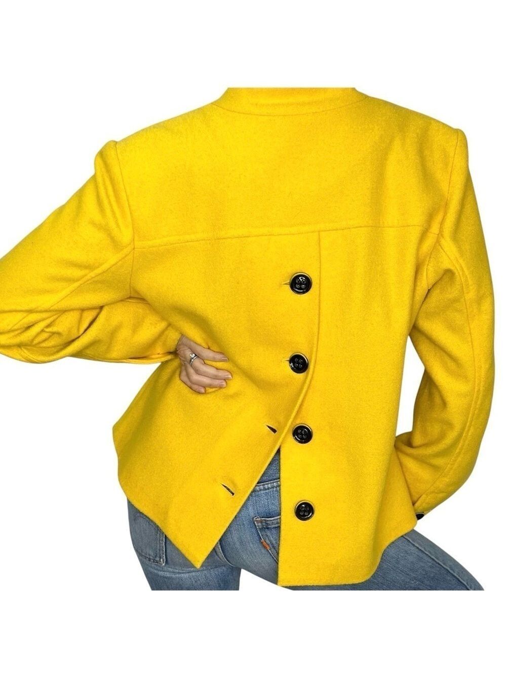 Spanner button back wool blend double breasted pea coat 12
